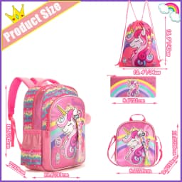 Backpack for Girls School Backpacks for Kids Bookbag for Elementary Kindergarten Students Travel Bag with Lunchbox and Penbag