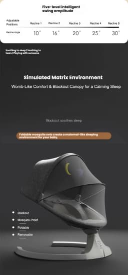 Baby Cradle Baby Rocking Chair Electric Cradle Bluetooth Remote Sleeping Bed Multi Functional Infant Rocking Chair with Mosquito Net Safe and Comfortable for Newborns