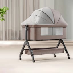 Baby Bed Baby Cradle Infant Bassinet with Mosquito Net Multi Functional Baby Sleeping Bed Four Wheel Hand Push Convenience to Move
