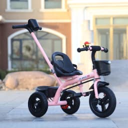 Large Kids Tricycle with Push Handle Pedal Stroller for 2 to 6 Year Old Children Safe Baby Toddler Foot Pedal Three Wheel Bike K