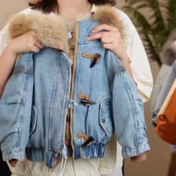 UNITIM 2026 Children Boys Cotton Jacket Kids Boys Winter Thicken Denim Coat Faux Fur Hooded Plush Hooded Cotton-padded Parkas