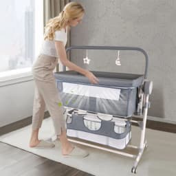 Baby Bed Baby Cradle Baby Cribs Multi Functional with Mosquito Net Stable Safety Newborn Bed Send Gifts Memory Cotton Mattress Storage Bag Parents Enjoy Play with Baby Home Sleeping Bed Fashion and Good Quality