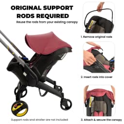 Cherry Red Stroller Accessories Canopy, Protection Shield, Textile Sun Shade Compatible with Doona+ Car Seat & Stroller
