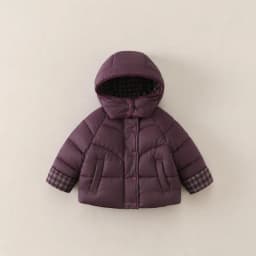 2026 New Winter Minimalist Children's Hooded Plaid Warm and Thickened Concealed Button Cotton Jacket
