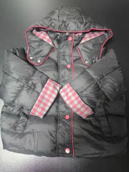 2026 New Winter Minimalist Children's Hooded Plaid Warm and Thickened Concealed Button Cotton Jacket