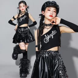 Girls K-pop Crop Top Shiny Cargo Pants Street Dance Skirts Kids Hip Hop Jazz Girl Group Clothes Sets Children Streetwear Costume