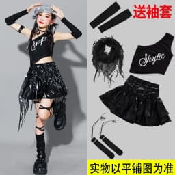 Girls K-pop Crop Top Shiny Cargo Pants Street Dance Skirts Kids Hip Hop Jazz Girl Group Clothes Sets Children Streetwear Costume
