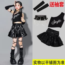 Girls K-pop Crop Top Shiny Cargo Pants Street Dance Skirts Kids Hip Hop Jazz Girl Group Clothes Sets Children Streetwear Costume