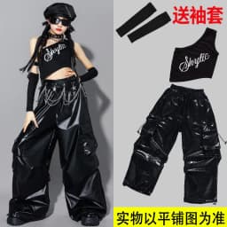 Girls K-pop Crop Top Shiny Cargo Pants Street Dance Skirts Kids Hip Hop Jazz Girl Group Clothes Sets Children Streetwear Costume
