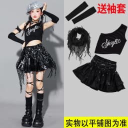 Girls K-pop Crop Top Shiny Cargo Pants Street Dance Skirts Kids Hip Hop Jazz Girl Group Clothes Sets Children Streetwear Costume