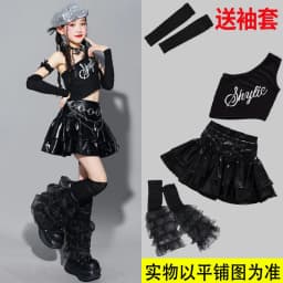 Girls K-pop Crop Top Shiny Cargo Pants Street Dance Skirts Kids Hip Hop Jazz Girl Group Clothes Sets Children Streetwear Costume