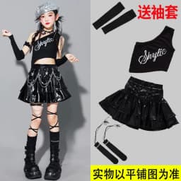 Girls K-pop Crop Top Shiny Cargo Pants Street Dance Skirts Kids Hip Hop Jazz Girl Group Clothes Sets Children Streetwear Costume