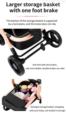 Luxury 3 in 1 Newborn Baby Stroller with Car Seat Travel System Reversible Foldable High Landscape Pushchair Carrycot PU Leather Handle Aluminium Frame EVA Wheels Premium Pram Baby Carriage for Toddler Compact
