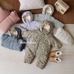2026 Winter Baby Rompers Print Toddler Baby Clothing Thick Hooded Infant Baby One-Pieces Bodysuits Jumpsuit Outdoor Warm