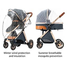 3-in-1 Light Baby Stroller Baby Pram Can Sit and Recline With Car Seat Foldable Baby Pushchair Newborn Travel System for Air Travel and Long trip With Storage Basket Baby Buggy High landscape Baby Carriage