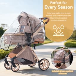 3 in 1 Luxurious Elevated View Baby Stroller Aluminum Frame Foldable Travel Pram Multi‑Position Recline Newborn Infant Stroller