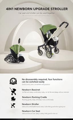 4‑in‑1 Newborn Elevated View Stroller with Infant Car Seat & Toddler Seat, Adjustable Baby Sitting Position, Lightweight Aerospace Aluminium Frame, Breathable Mesh Summer Seat, One‑Hand Fold Space‑Saving Travel Buggy
