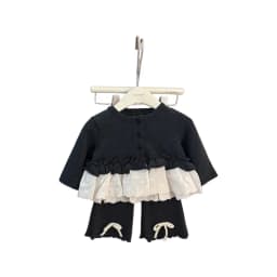 Princess Two-Piece Set for Girls Lace Long-Sleeved T-Shirt And Slightly Flared Pants Outfit with Coat for Autumn Winter Sweet Gi