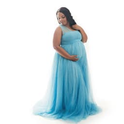 European and American Splicing Mesh Straps Pregnant Women's Floor Mopping Dresses Long Skirts Photography Floor Mopping Dresses