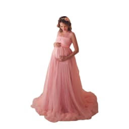 European and American Splicing Mesh Straps Pregnant Women's Floor Mopping Dresses Long Skirts Photography Floor Mopping Dresses