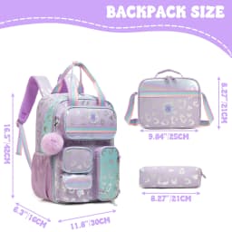 Kids School Backpacks for Girls Backpack with Lunch Bag for Elmentary Students Kids Travel Bookbag for Girls