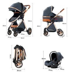 Baby Stroller Travel System Magic ZC Premium 3 in 1, Compact Folding Pram with Carrycot, Car Seat and Reversible Seat, High Landscape Pushchair, All-Terrain Wheels, Adjustable Handlebar, Luxury Baby Carriage from Birth, Beige