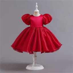 Fashion Girls Princess Dresses Kids Tulle Puff Sleeve Wedding Party Gown Ball Baby Birthday Children Clothes Bridesmaids 345