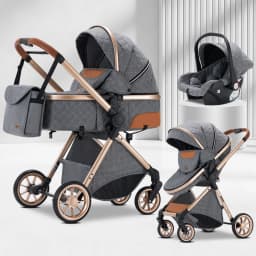 3‑in‑1 Travel‑Oriented Durable Baby Carriage, Deform‑Resistant Light‑Weight Reinforced Alloy Skeleton, Intuitive Hand‑Operated Folding Function, High‑Efficiency Vibration‑Buffering Wheel Unit, Wide‑Range Multi‑Angle Reclining Setup, Cozy Skin‑S