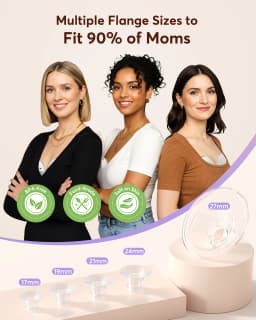 Electirc Breast Pump Hands Free Wearable Breast Pump Portable with 4 Modes & 12 Levels, Max 325mmHg Strong Suction 17/19/21/24/27mm Flange Inserts Wearable Breastfeeding Pump