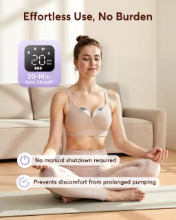 Electirc Breast Pump Hands Free Wearable Breast Pump Portable with 4 Modes & 12 Levels, Max 325mmHg Strong Suction 17/19/21/24/27mm Flange Inserts Wearable Breastfeeding Pump