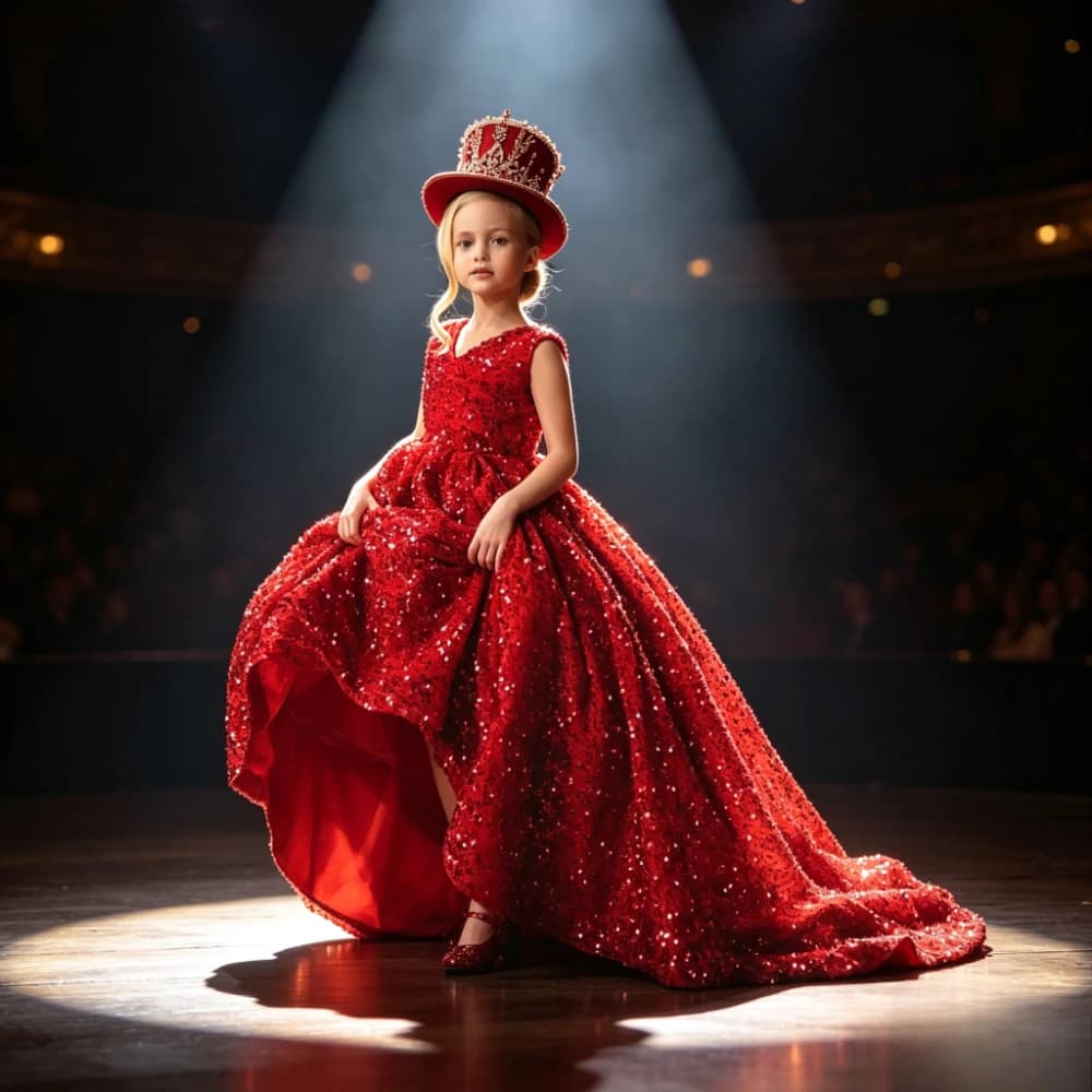 2026 Host Evening Dress Children Girls Formal Kids Princess Gown Kids Flower Girl Wedding Little Host Piano Performance New Year