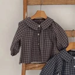 2026 Spring New Baby Plaid Shirts Infant Boy Vintage Lapel Shirts Toddler Girl Cotton Blouse Kids Cotton Tops Newborn Clothes