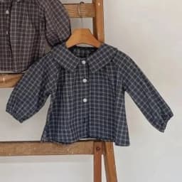 2026 Spring New Baby Plaid Shirts Infant Boy Vintage Lapel Shirts Toddler Girl Cotton Blouse Kids Cotton Tops Newborn Clothes