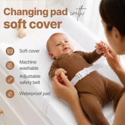 Baby Changing Pad, Non-Slip Wipeable Diaper Changing Mat with Safety Strap 32x16 Inch Infant Diaper Change Pad Suitable for Dresser & Table