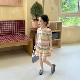 Girls Suit 2026 Summer New Childrens Clothing Korean Style Girl Baby Stripe Tie-in Color Cardigan Skirt Two Sets of Casual Daily