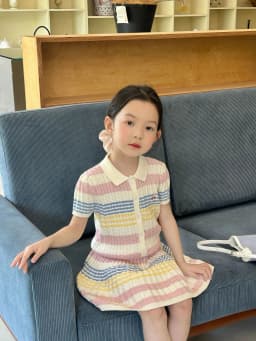 Girls Suit 2026 Summer New Childrens Clothing Korean Style Girl Baby Stripe Tie-in Color Cardigan Skirt Two Sets of Casual Daily