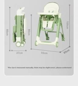 Foldable Baby High Chair Adjustable Toddler Feeding Seat Multifunctional Kids Dining Chair with Recline Footrest for Home Use