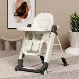 Foldable Baby High Chair Adjustable Toddler Feeding Seat Multifunctional Kids Dining Chair with Recline Footrest for Home Use