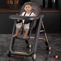 Foldable Baby High Chair Adjustable Toddler Feeding Seat Multifunctional Kids Dining Chair with Recline Footrest for Home Use