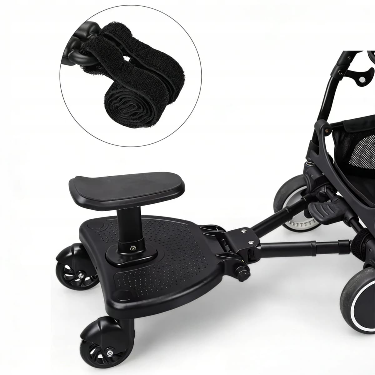Stroller Attachment with Seat for Kids – Universal Black, 25kg Capacity, Easy Install, Fits Most Prams, CE Safety Certified