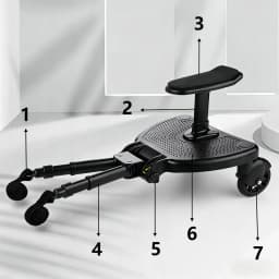 Stroller Attachment with Seat for Kids – Universal Black, 25kg Capacity, Easy Install, Fits Most Prams, CE Safety Certified