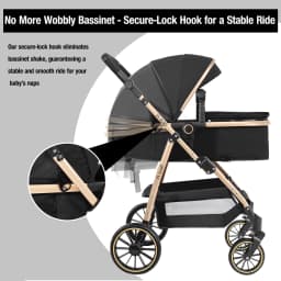 3-in-1 Baby Stroller Lightweight Portable Folding High Seat Travel Pram with Car Seat, Memory Foam Mattress & Storage Bag, Fashionable Strolling Cart
