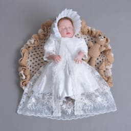 3Pcs Set Baby Girl Baptism Dress Infant Girl Christening Gown Embroidered Lace Newborn 1 Year Birthday Party Gown 0-24 Months