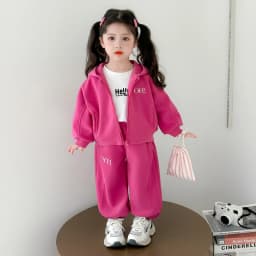 Girls Suit 2026 Autumn New Children's Clothing Korean Style Girl Baby Bright Color Hoodie Sports Two Piece Leisure Daily Sweet