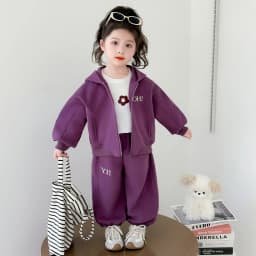 Girls Suit 2026 Autumn New Children's Clothing Korean Style Girl Baby Bright Color Hoodie Sports Two Piece Leisure Daily Sweet