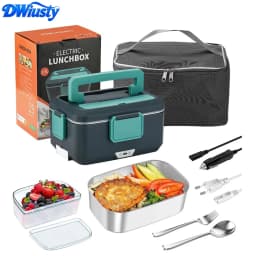 DWiusty 2-in-1 Electric Lunch Box Leak-Proof Portable Food warmer Microwave Bento Lunch Box with Stainless Steel Container
