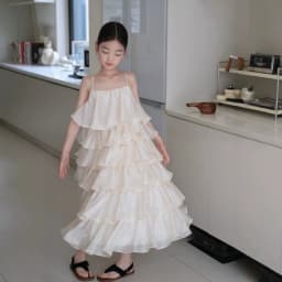 2026 Children Beige NewSleeveless Display Style Pageant Kids Princess Gown Costume Elegant Fashion Simple Girls Dress Summer