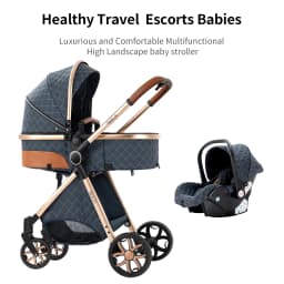 Bidirectional Baby Stroller with 6 Accessories - Face-to-Face Pushing, All-Season Canopy (Summer Mesh/Winter Windshield), Adjustable Handle, Large Storage Basket, 4-Wheel Brake - Safe & Comfortable for 0-4 Years