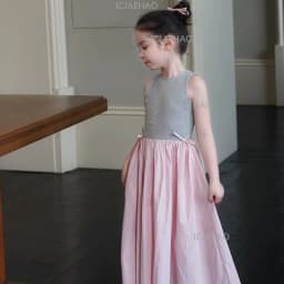 2026Gown Fashion Costume Children Girls Sleeveless Patchwork Dress Kids Summer Korean Style Long Skirt Simple Elegant Princess