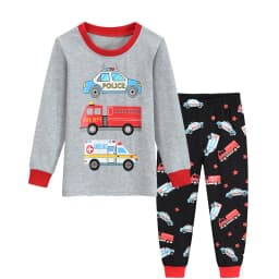 Little Hand Boys Long Sleeve Pajama Set Rescue Car Fire Truck Print Kids Loungewear Sleep Suit For Toddler Boys 2-7 Years Old